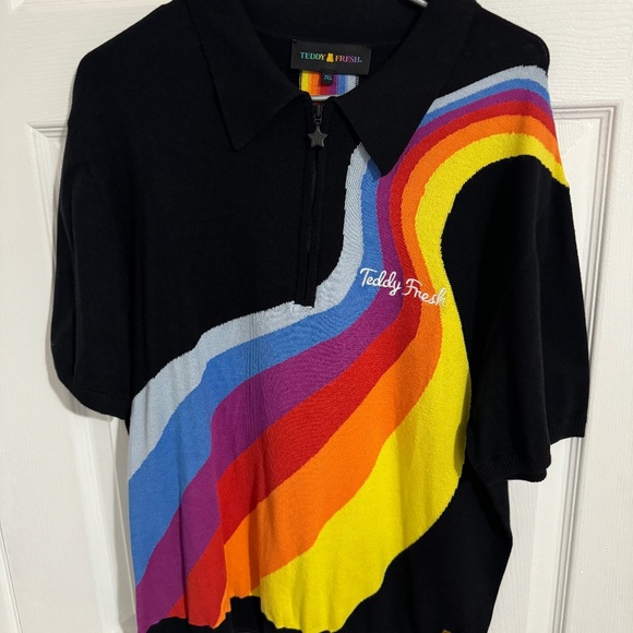 New Teddy Fresh Rainbow Wave Half Zip Knit Top Women’s XXL - Picture 2 of 5